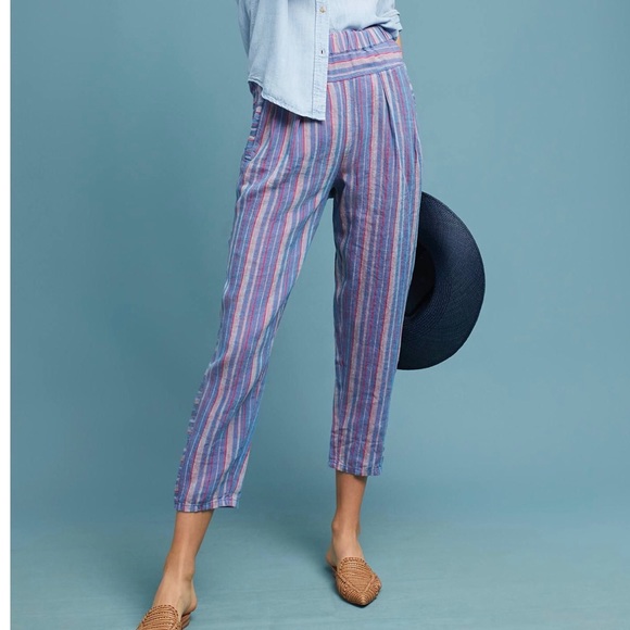 Anthropologie Pants - Anthropologie striped linen pant. Size S.